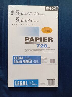 EPSON Ink Jet Printer Presentation Paper Legal Size Sealed in Pkg